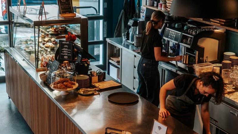 neuewelt bistro – Theke von oben